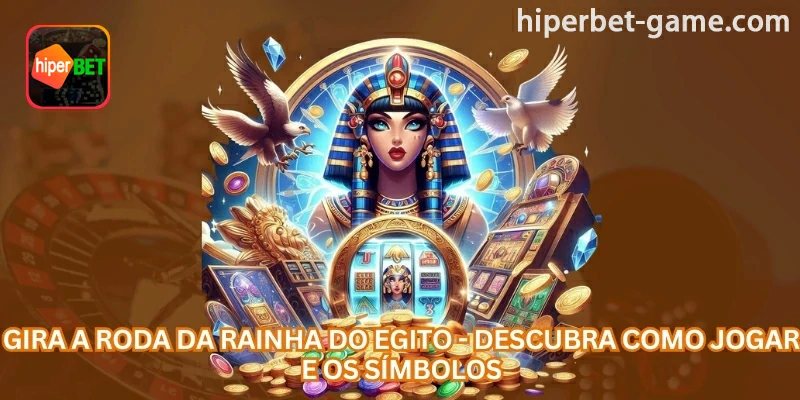 Ilustração do tema: Rainha do Egito online é um caça-níqueis com tema egípcio, rolos clássicos, símbolos especiais, giros grátis e possibilidade de jackpot; para conferir antes dos giros